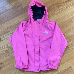 Girls Pink North Face hooded jacket size 11-12